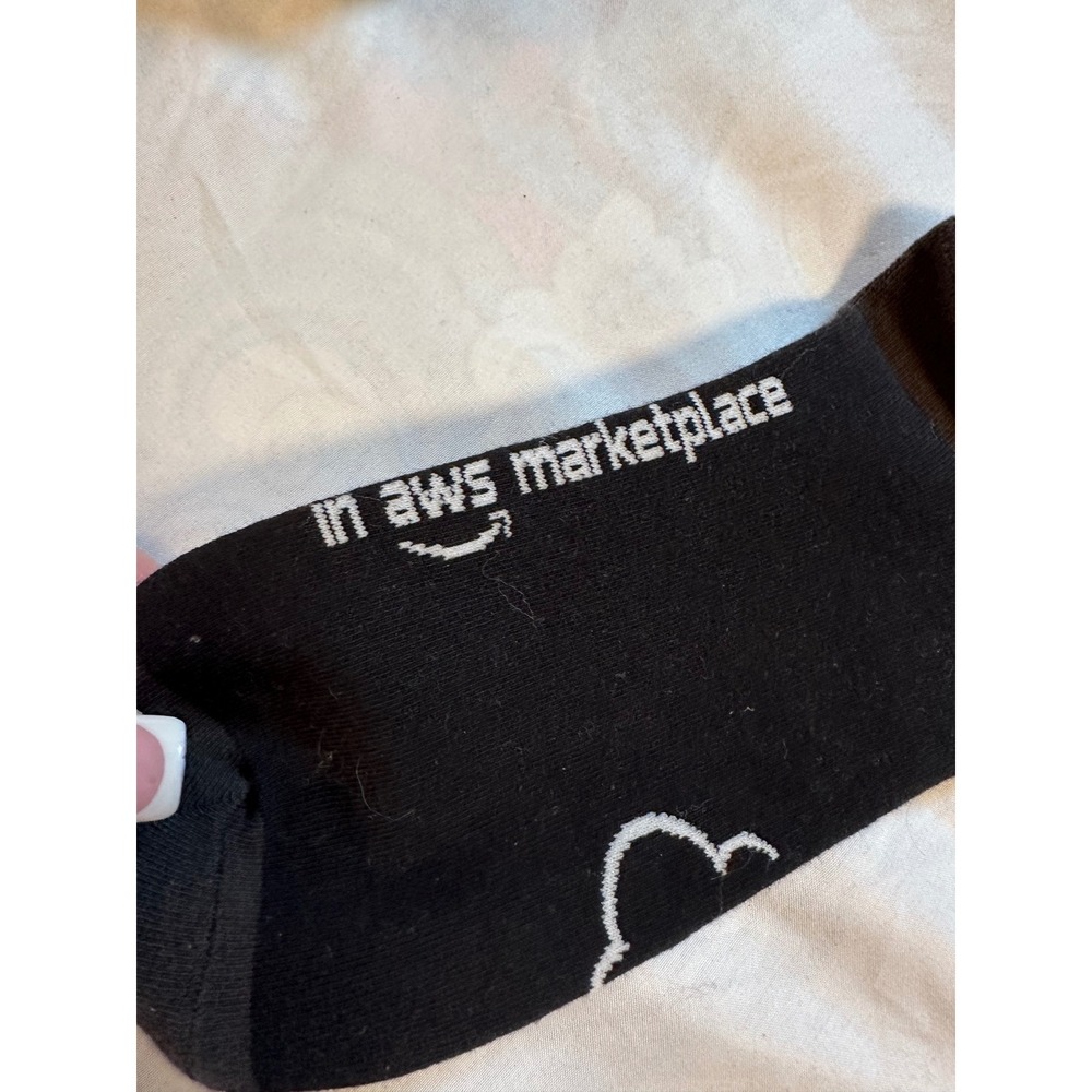 N2WS AWS Marketplace Tech Crew Socks Black Novelty Cloud Computing Swag NEW - Picture 4 of 5